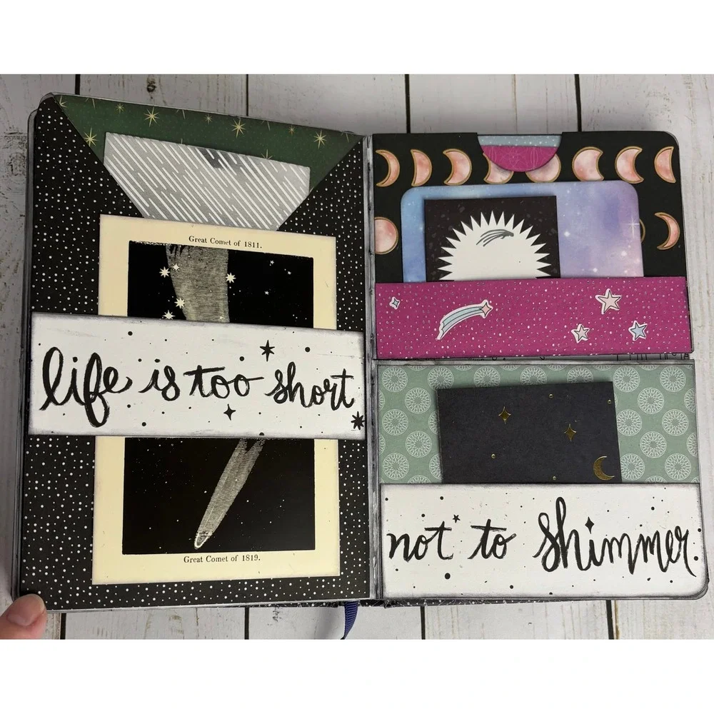 Handmade Celestial Junk Journal Night Sky Moon Stars Constellation Scrapbook